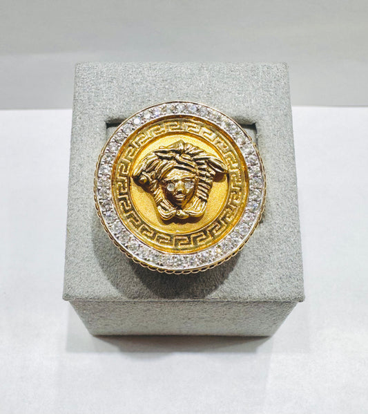 10K GOLD MEN’S NATURAL DIAMOND MEDUSA HEAD RING 1.00TW, SIZE: 10