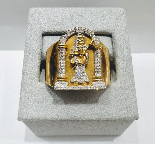 10K GOLD MEN’S NATURAL DIAMOND “SANTA MUERTE” RING 0.25CT, SIZE: 10