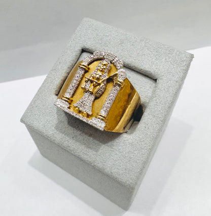 10K GOLD MEN’S NATURAL DIAMOND “SANTA MUERTE” RING 0.25CT, SIZE: 10