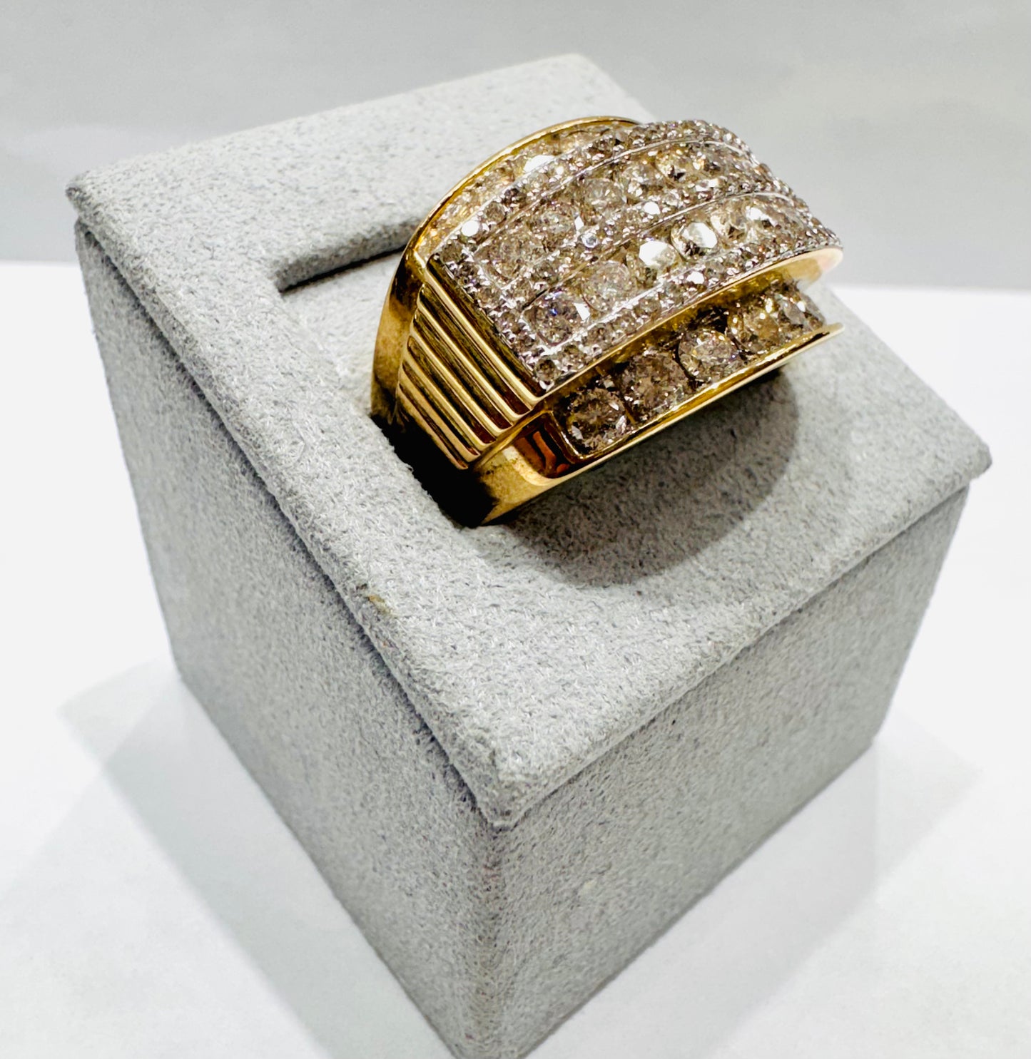 10K GOLD MEN’S NATURAL DIAMOND RING 3.00CT, SIZE: 10