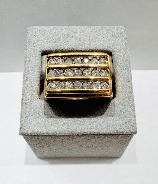 10K GOLD MEN’S NATURAL DIAMOND RING 1.50CT, SIZE: 10