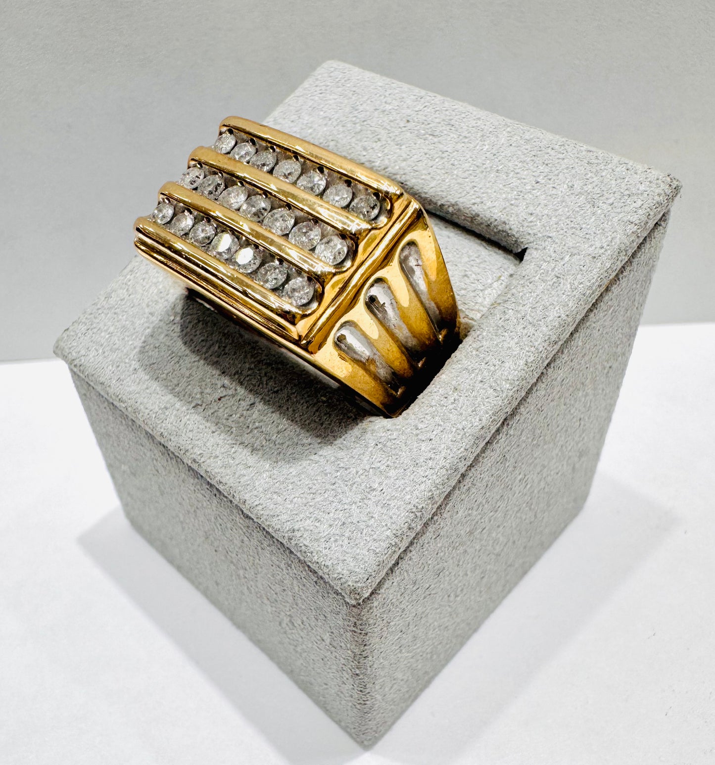 10K GOLD MEN’S NATURAL DIAMOND RING 1.50CT, SIZE: 10