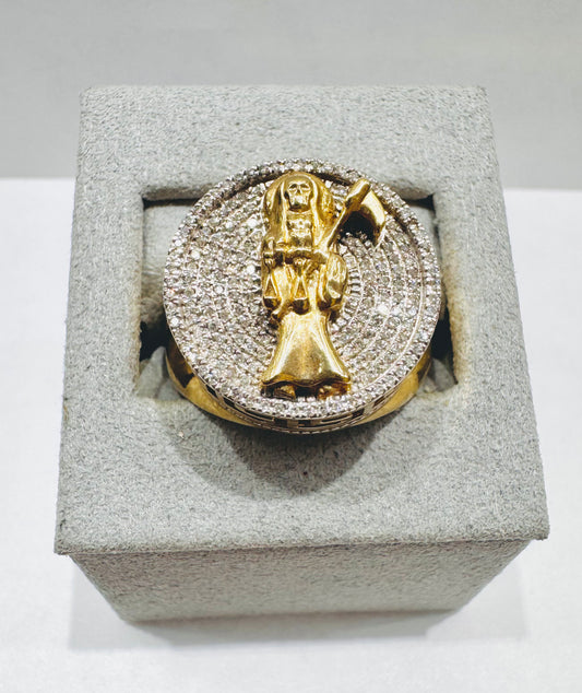 10K GOLD MEN’S NATURAL DIAMOND “SANTA MUERTE” RING 1.CT, SIZE: 10