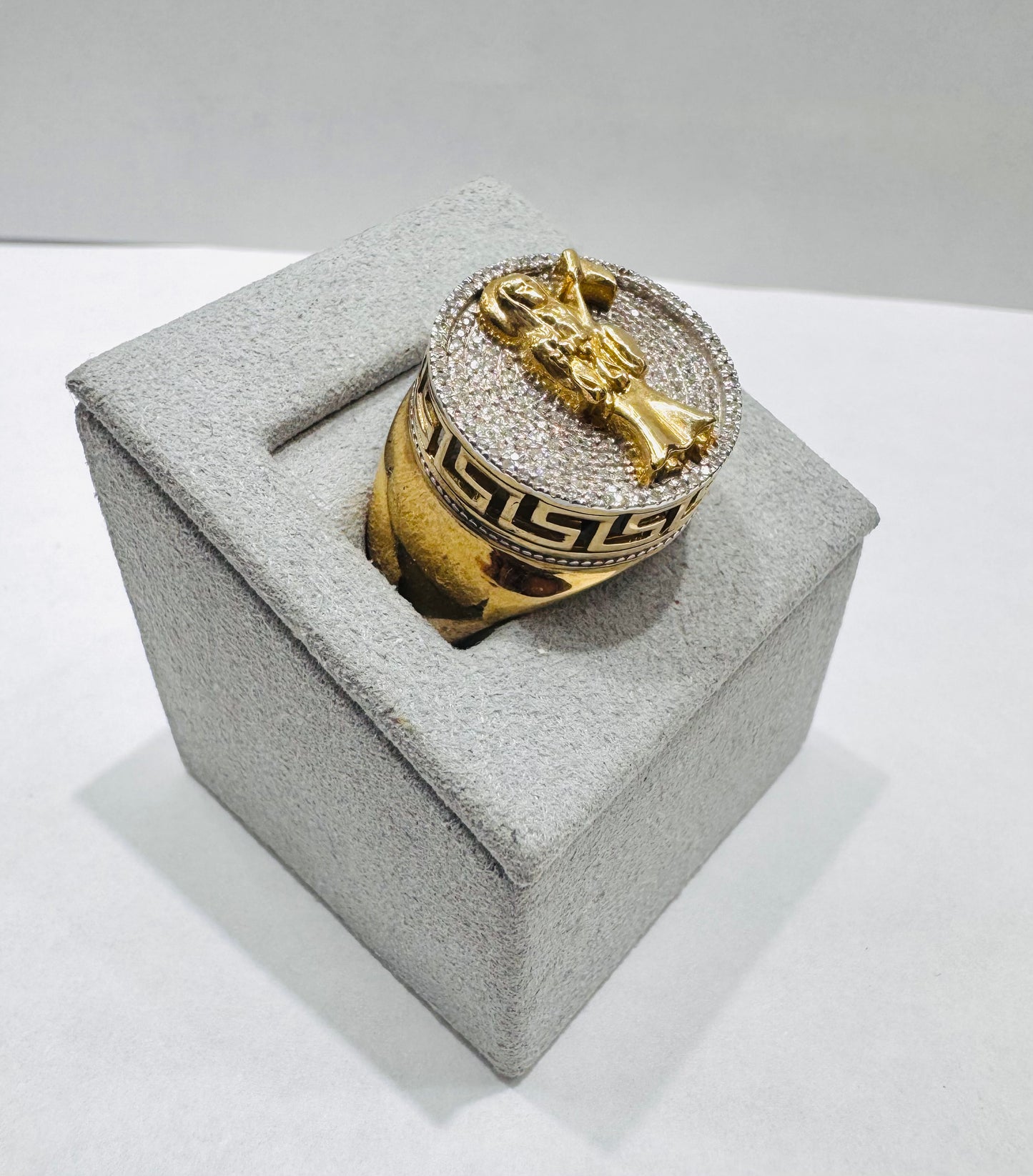 10K GOLD MEN’S NATURAL DIAMOND “SANTA MUERTE” RING 1.CT, SIZE: 10