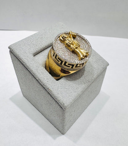 10K GOLD MEN’S NATURAL DIAMOND “SANTA MUERTE” RING 1.CT, SIZE: 10