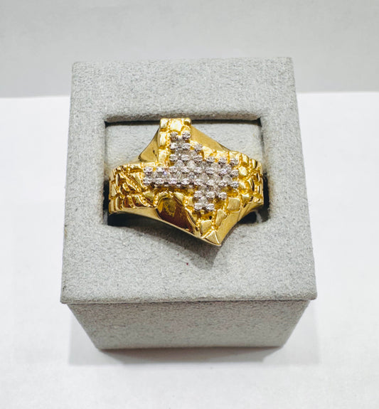 10K GOLD MEN’ S NATURAL DIAMOND “TEXAS” RING 0.32CT, SIZE: 10