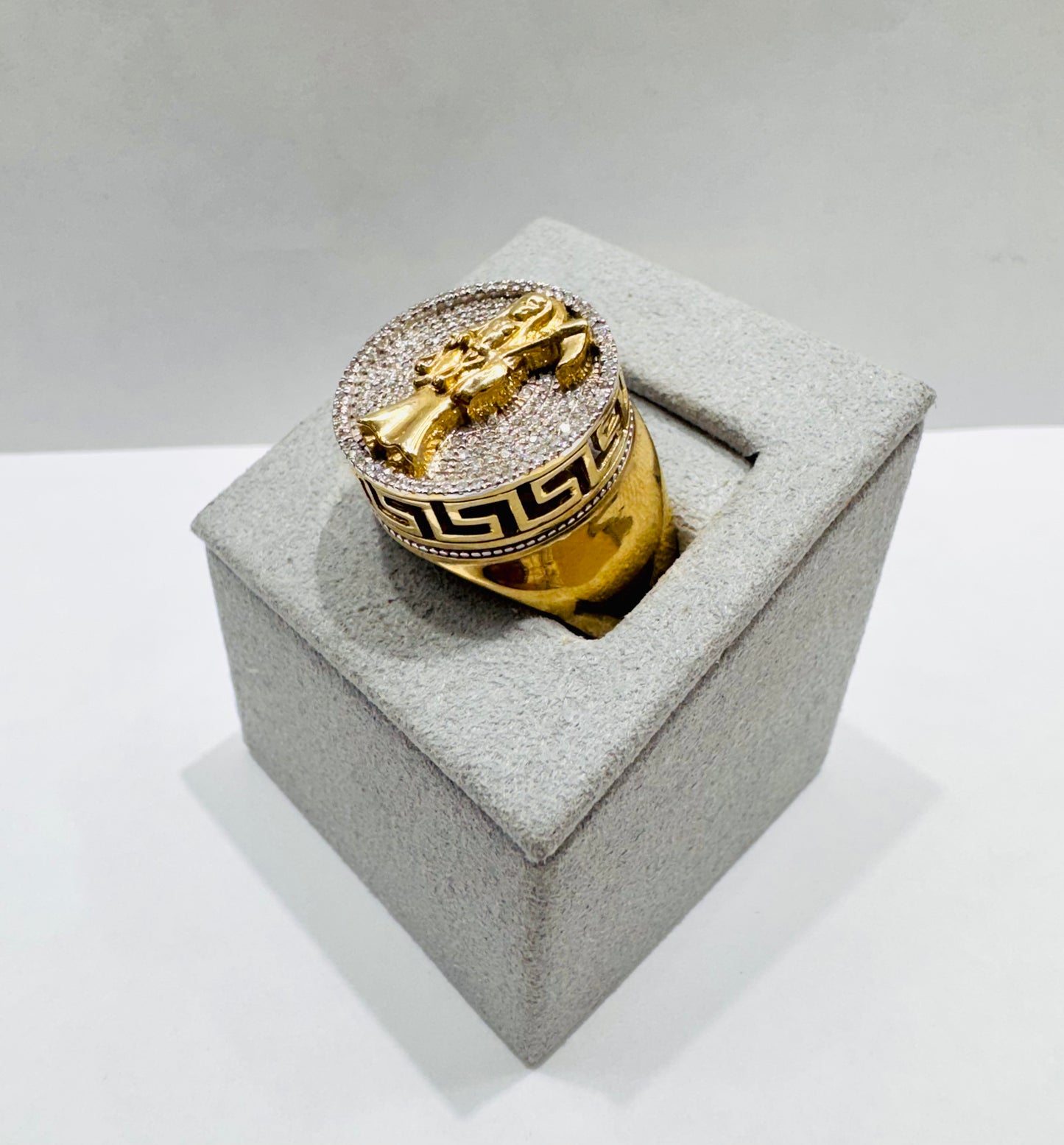 10K GOLD MEN’S NATURAL DIAMOND “SANTA MUERTE” RING 1.CT, SIZE: 10