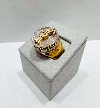 10K GOLD MEN’S NATURAL DIAMOND “SANTA MUERTE” RING 1.CT, SIZE: 10
