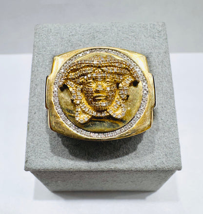 10K GOLD MEN’S NATURAL DIAMOND MEDUSA HEAD RING 0.40CT, SIZE: 10.5