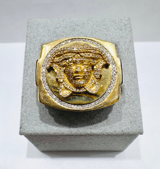 10K GOLD MEN’S NATURAL DIAMOND MEDUSA HEAD RING 0.40CT, SIZE: 10.5