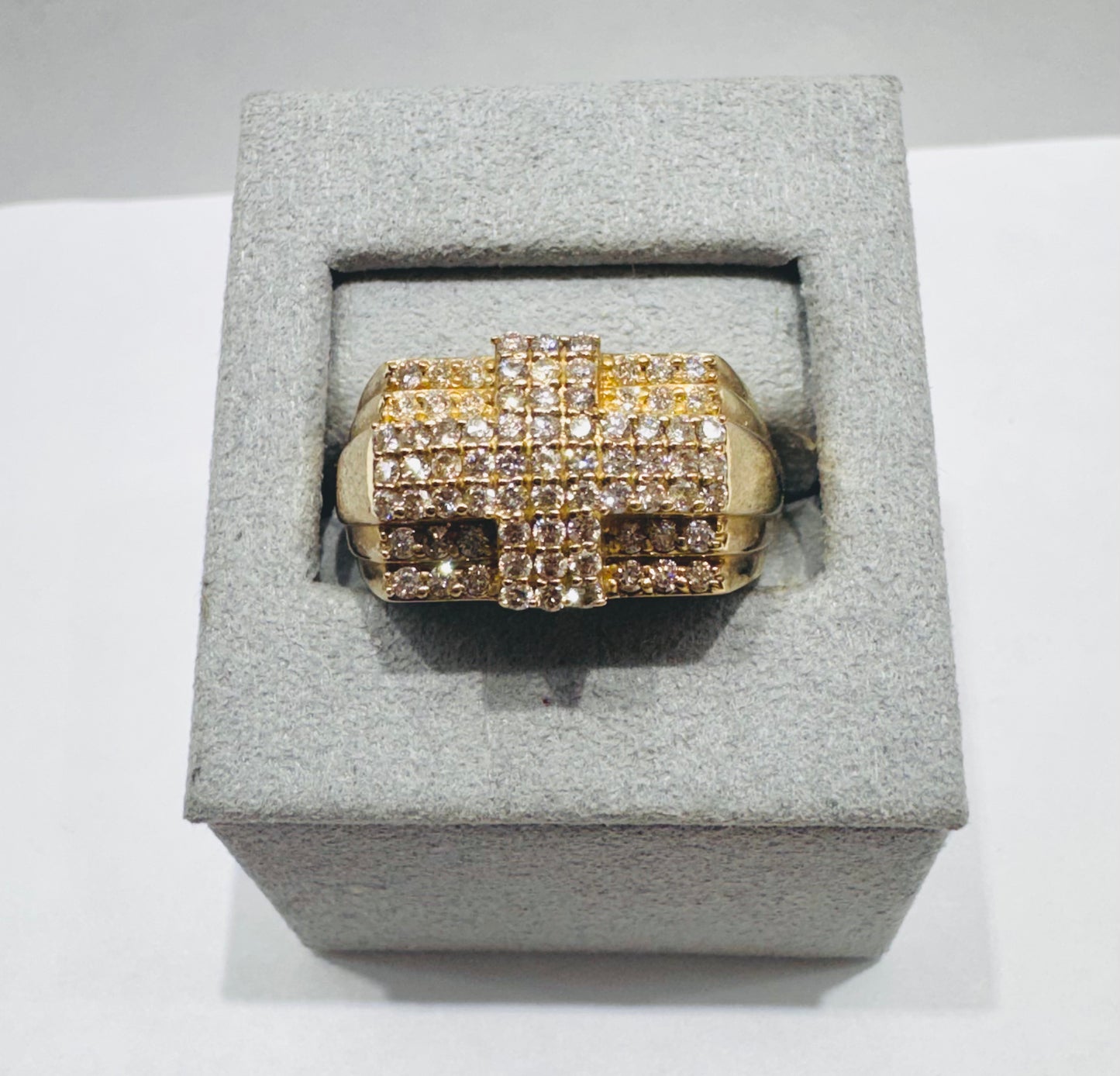 10K GOLD MEN’S NATURAL DIAMOND CROSS RING 1.10CT SIZE: 10