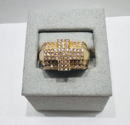 10K GOLD MEN’S NATURAL DIAMOND CROSS RING 1.10CT SIZE: 10