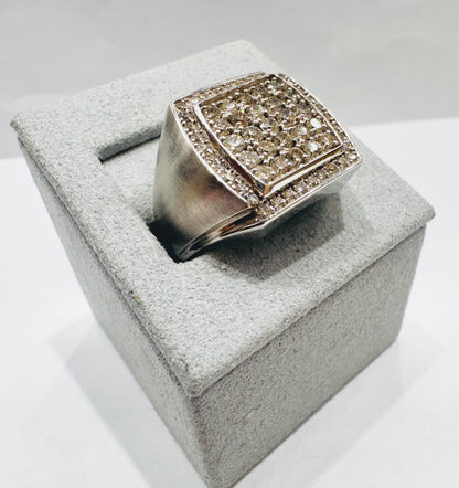 10K WHITE GOLD MEN’S NATURAL DIAMOND RING 1.46CT, SIZE: 10