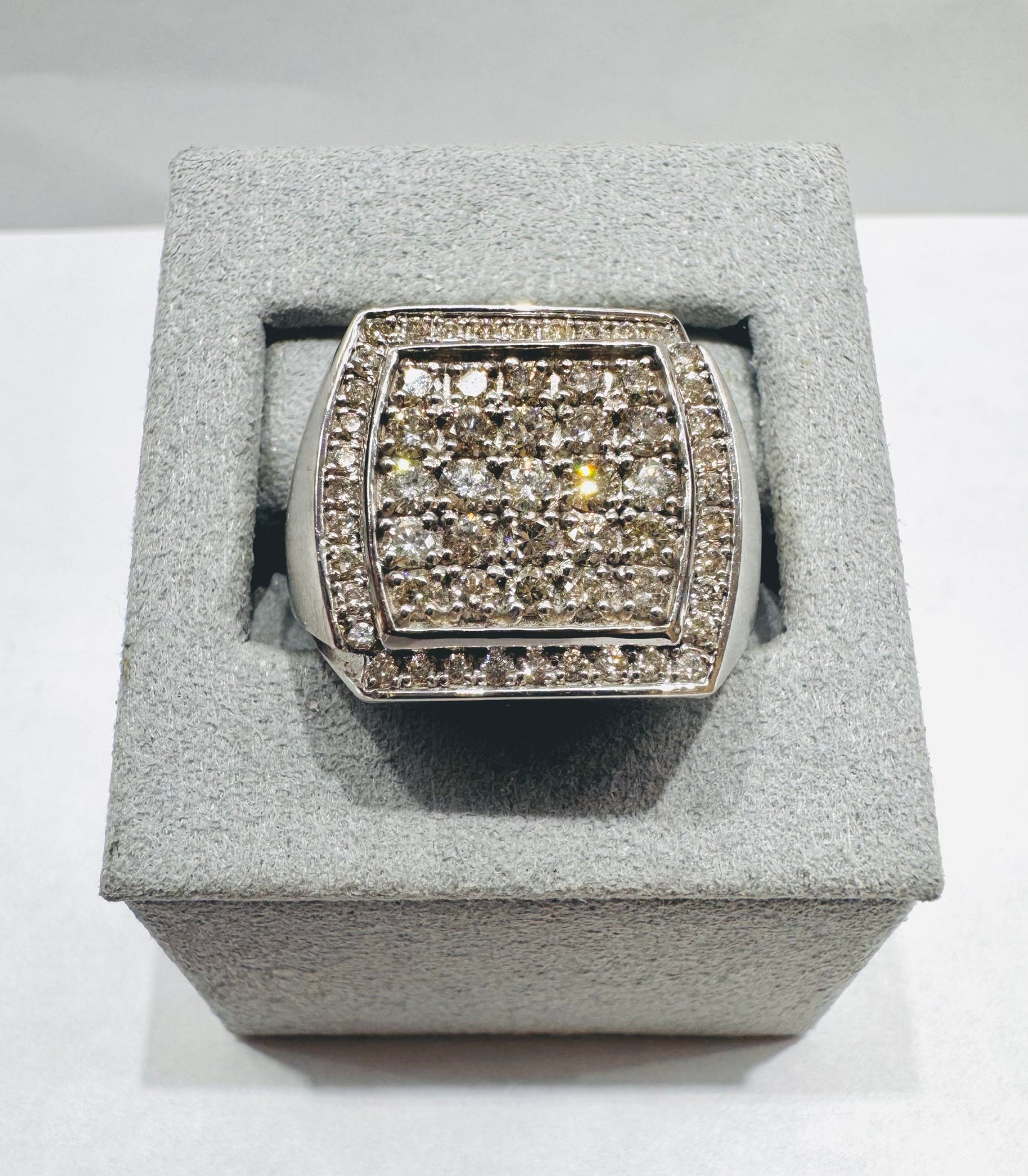 10K WHITE GOLD MEN’S NATURAL DIAMOND RING 1.46CT, SIZE: 10