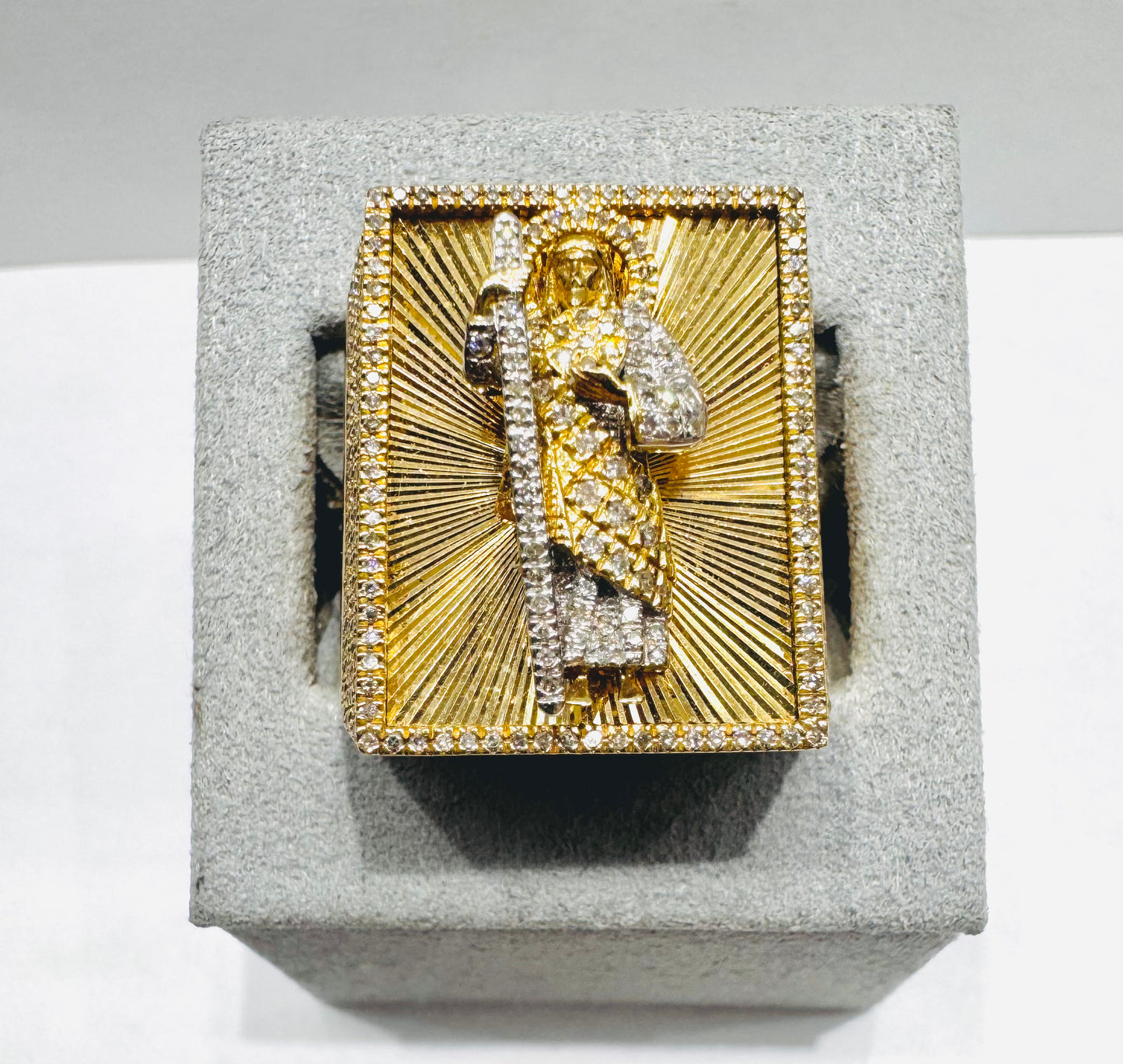 10K GOLD MEN’S NATURAL DIAMOND SAINT JUDE RING 1.00CT, SIZE: 10