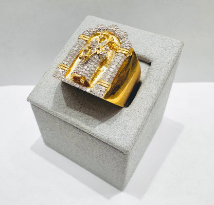 10K GOLD MEN’S NATURAL DIAMOND SANTA MUERTE RING 0.81CT, SIZE: 10