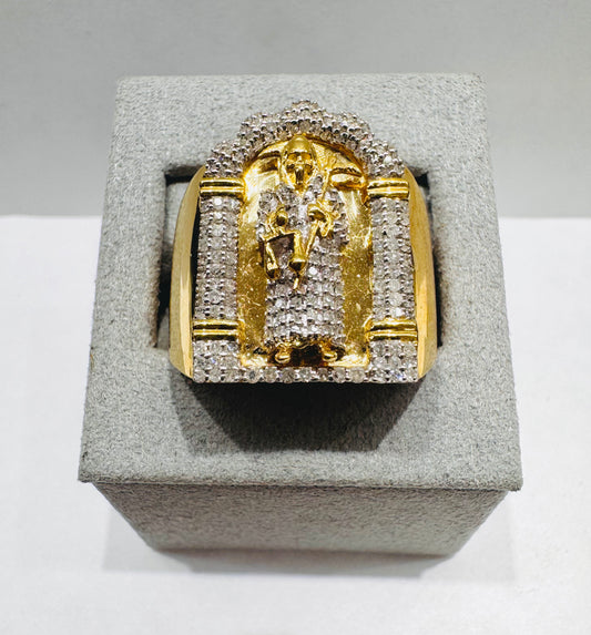10K GOLD MEN’S NATURAL DIAMOND SANTA MUERTE RING 0.81CT, SIZE: 10