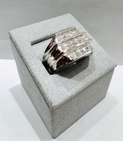 14K WHITE GOLD MEN’S NATURAL DIAMOND RING 1.02CT, SIZE: 10