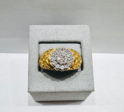14K GOLD MEN’S NATURAL DIAMOND RING, SIZE: 10