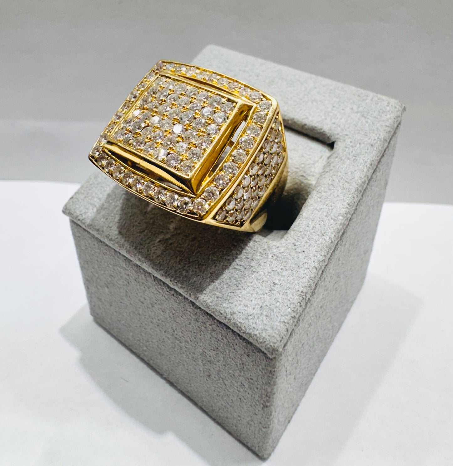 10K GOLD MEN’S NATURAL DIAMOND RING 3.50CT, SIZE: 10