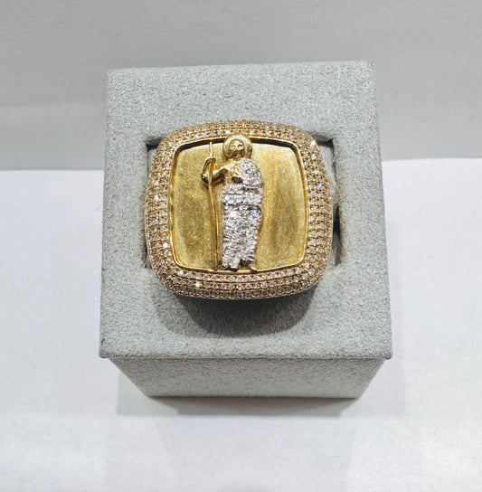 10K GOLD MEN’S NATURAL DIAMOND SAINT JUDE RING 0.65CTW, SIZE: 10