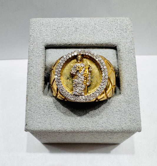 10K GOLD MEN’S NATURAL DIAMOND SAINT JUDE RING 0.28CT, SIZE: 10