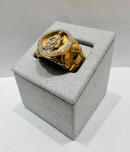 10K GOLD MEN’S NATURAL DIAMOND SAINT JUDE RING 0.28CT, SIZE: 10