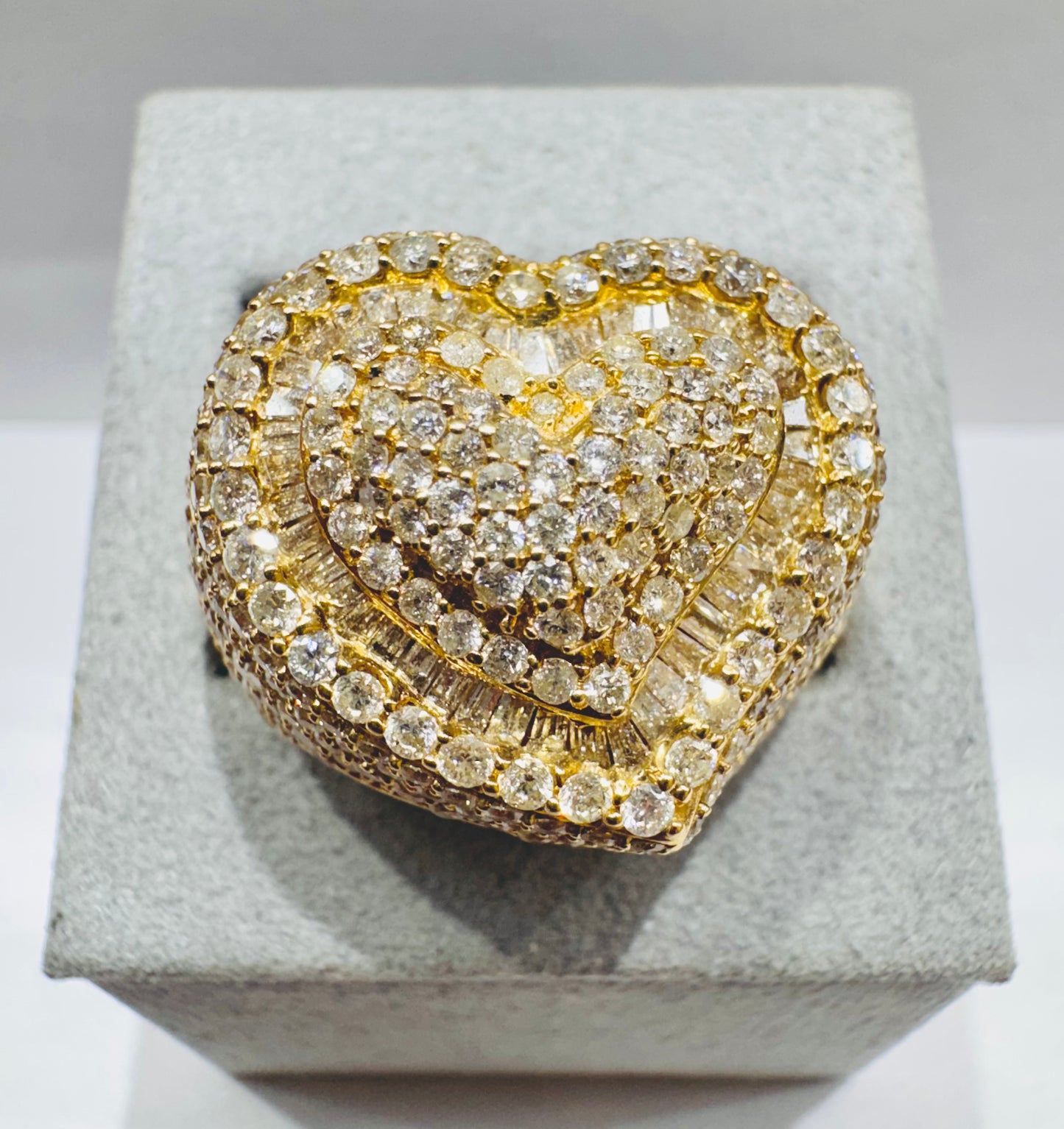 10K GOLD NATURAL DIAMOND HEART RING 4.35CTW, SIZE: 10
