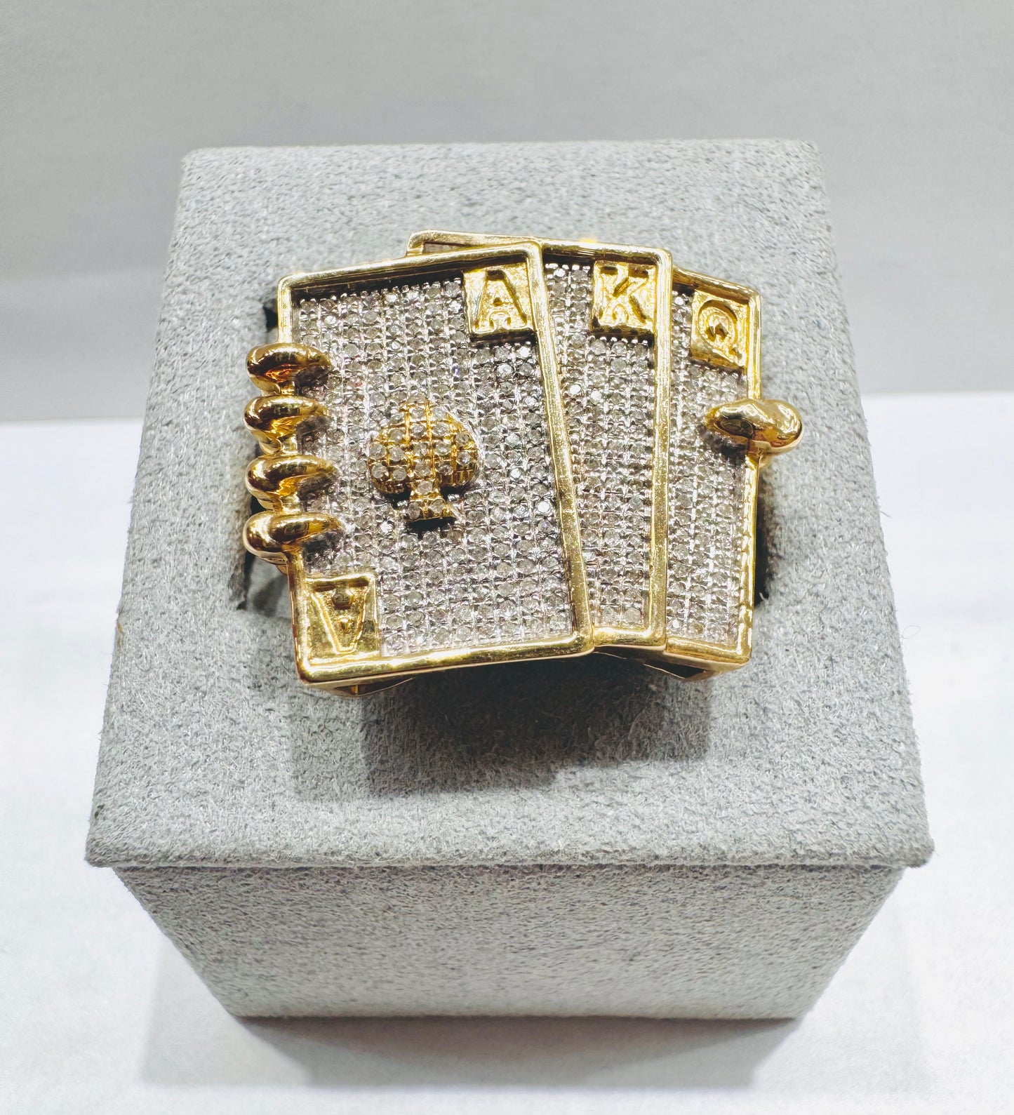 10K GOLD MEN’S NATURAL DIAMOND PLAYING CARDS 0.44CT, SIZE: 10