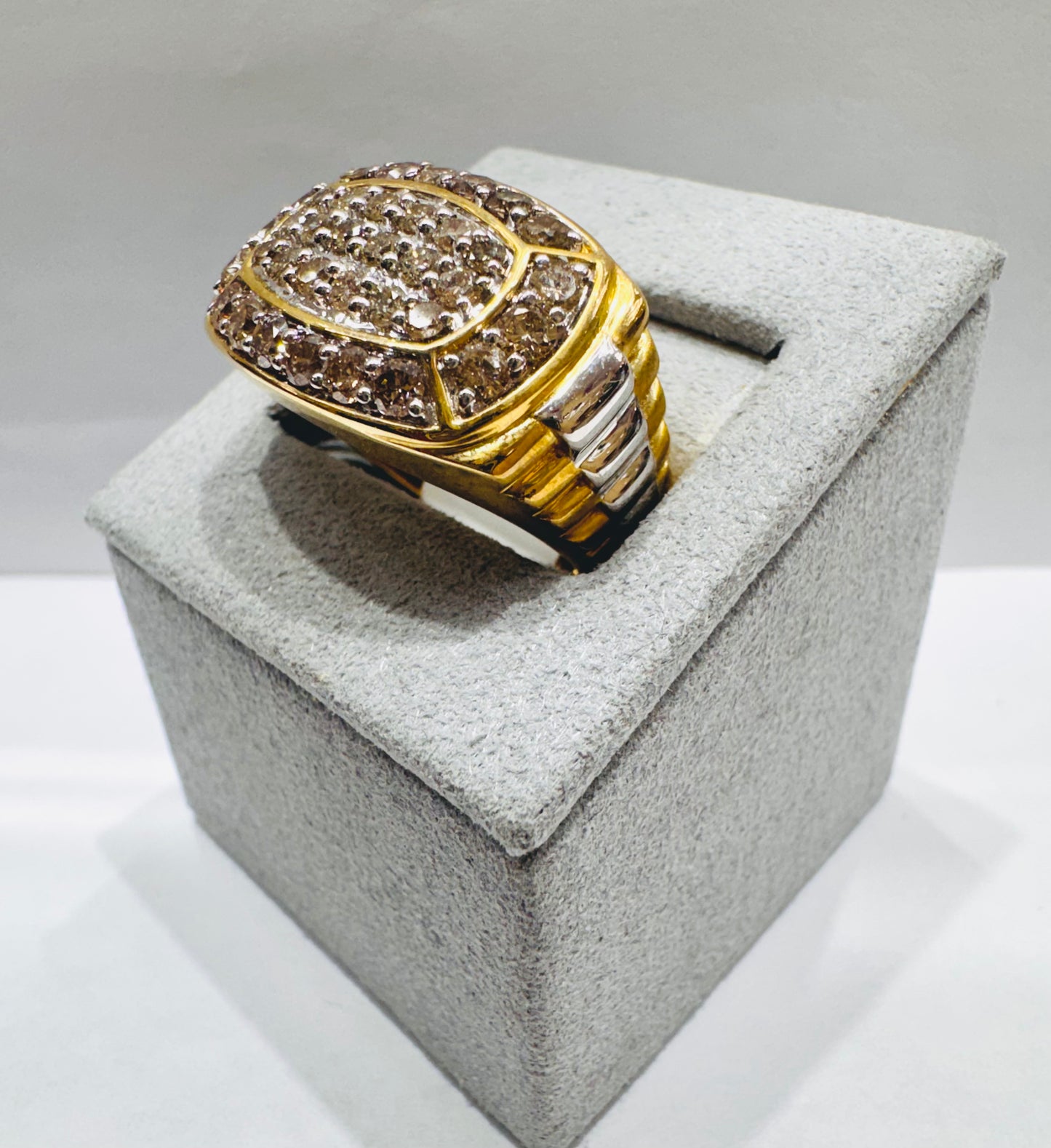10K GOLD MEN’S NATURAL DIAMOND RING 2.00CT, SIZE: 10