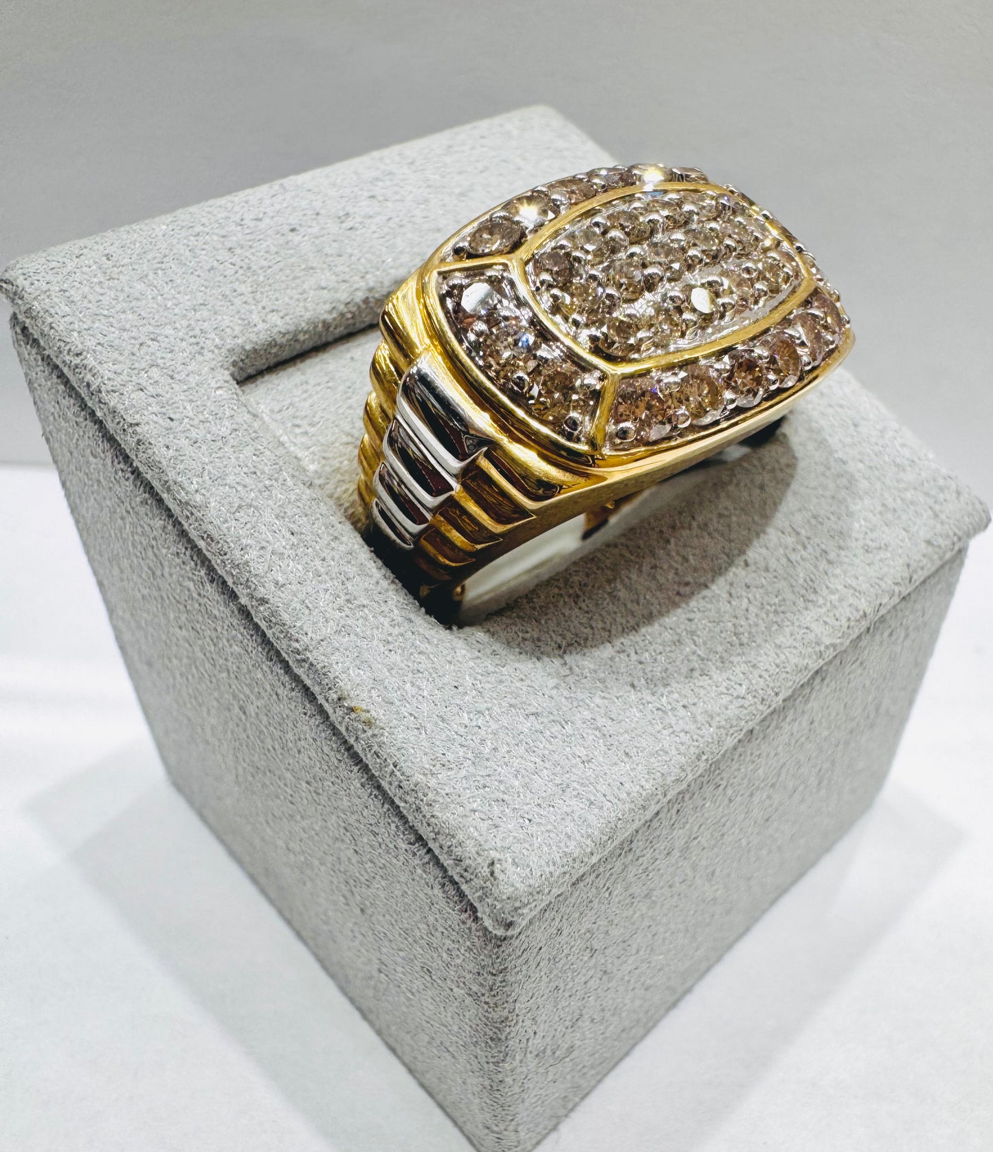 10K GOLD MEN’S NATURAL DIAMOND RING 2.00CT, SIZE: 10