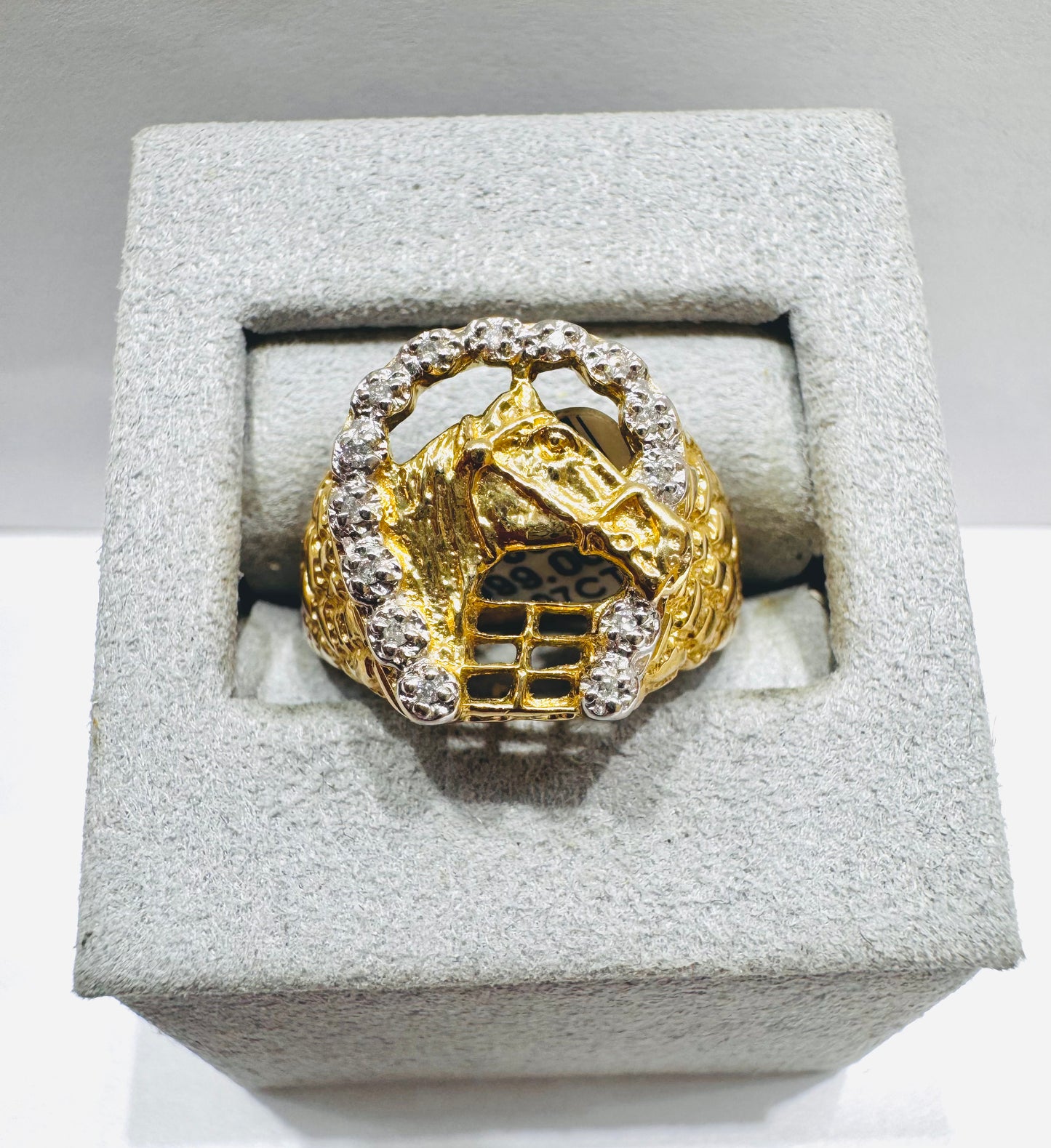 10K GOLD MEN’S NATURAL DIAMOND HORSESHOE RING 0.07CT, SIZE: 10