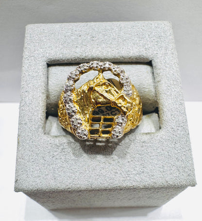 10K GOLD MEN’S NATURAL DIAMOND HORSESHOE RING 0.07CT, SIZE: 10