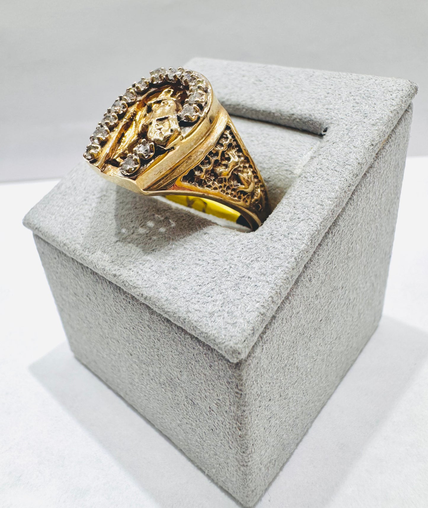 10K GOLD MEN’S NATURAL DIAMOND HORSE SHOE RING .25CT, SIZE: 11