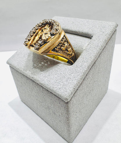 10K GOLD MEN’S NATURAL DIAMOND HORSE SHOE RING .25CT, SIZE: 11