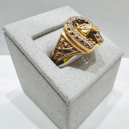 10K GOLD MEN’S NATURAL DIAMOND HORSE SHOE RING .25CT, SIZE: 11