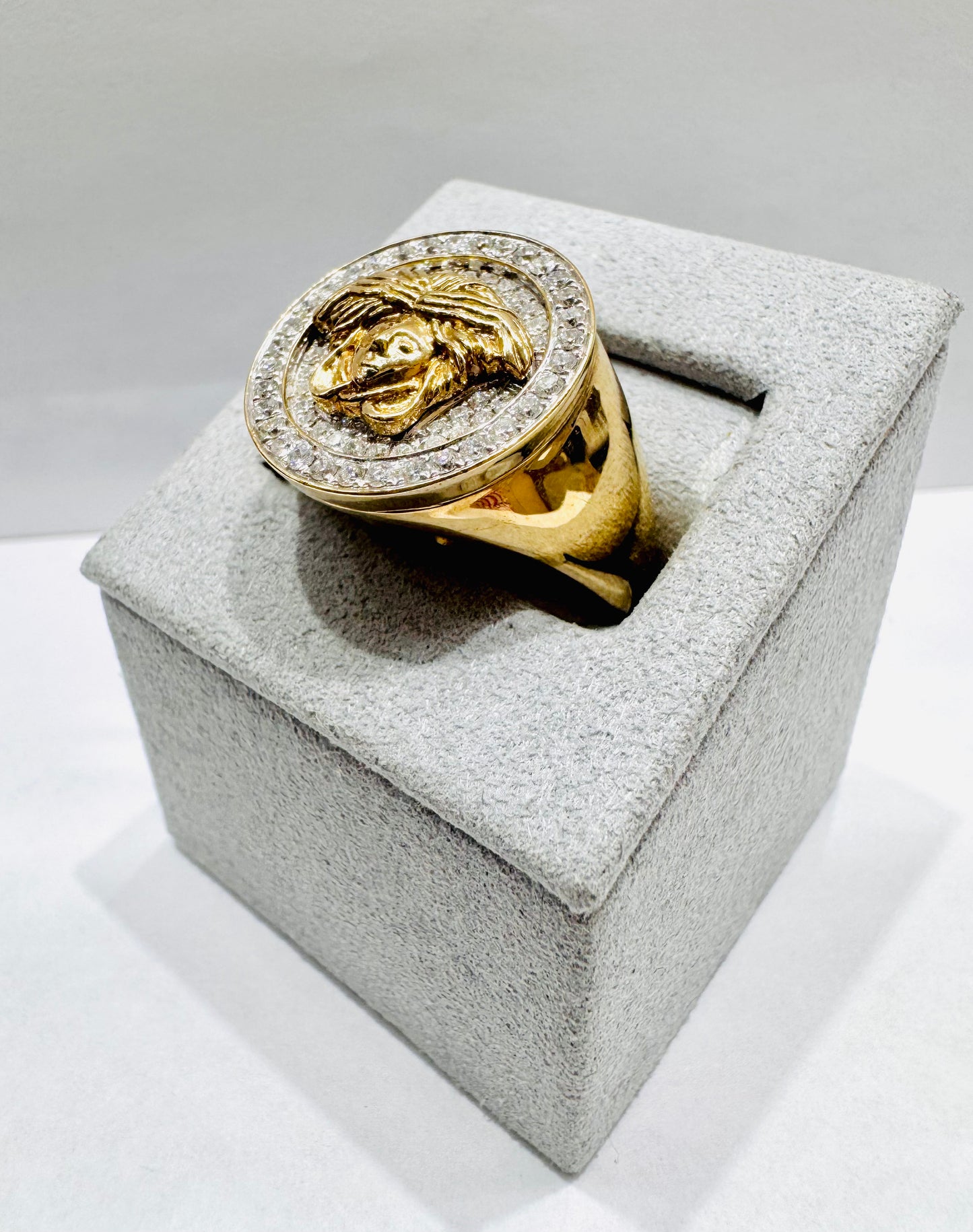 10K GOLD MEN’S NATURAL DIAMOND MEDUSA RING 1.25tw, SIZE: 10