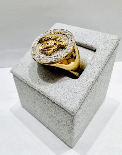 10K GOLD MEN’S NATURAL DIAMOND MEDUSA RING 1.25tw, SIZE: 10