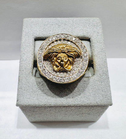 10K GOLD MEN’S NATURAL DIAMOND MEDUSA RING 1.25tw, SIZE: 10