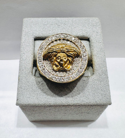 10K GOLD MEN’S NATURAL DIAMOND MEDUSA RING 1.25tw, SIZE: 10