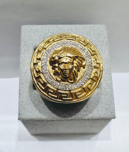 10K GOLD MEN’S NATURAL DIAMOND MEDUSA RING 0.35CT, SIZE: 10.5