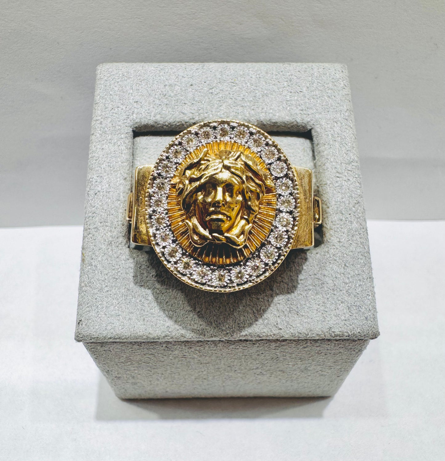 10K GOLD MEN’S NATURAL DIAMOND MEDUSA RING 0.25CT, SIZE: 10
