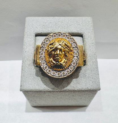10K GOLD MEN’S NATURAL DIAMOND MEDUSA RING 0.25CT, SIZE: 10