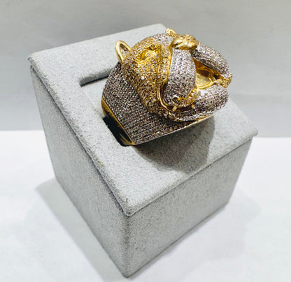 10K GOLD MEN’S NATURAL DIAMOND BULLDOG RING 1.30CT, SIZE: 10