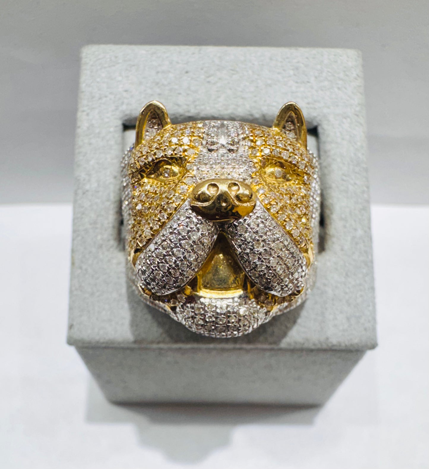 10K GOLD MEN’S NATURAL DIAMOND BULLDOG RING 1.30CT, SIZE: 10