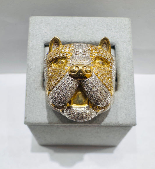 10K GOLD MEN’S NATURAL DIAMOND BULLDOG RING 1.30CT, SIZE: 10