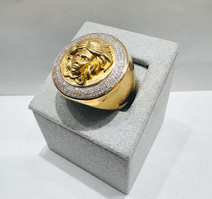 10K GOLD MEN’S NATURAL DIAMOND MEDUSA RING 0.45CT, SIZE: 10