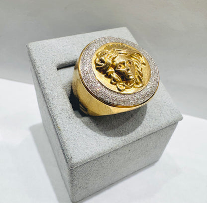 10K GOLD MEN’S NATURAL DIAMOND MEDUSA RING 0.45CT, SIZE: 10