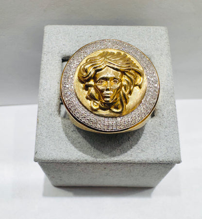 10K GOLD MEN’S NATURAL DIAMOND MEDUSA RING 0.45CT, SIZE: 10