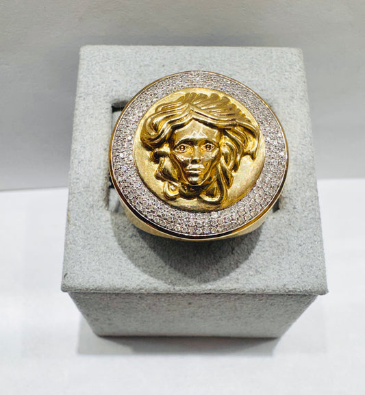 10K GOLD MEN’S NATURAL DIAMOND MEDUSA RING 0.45CT, SIZE: 10
